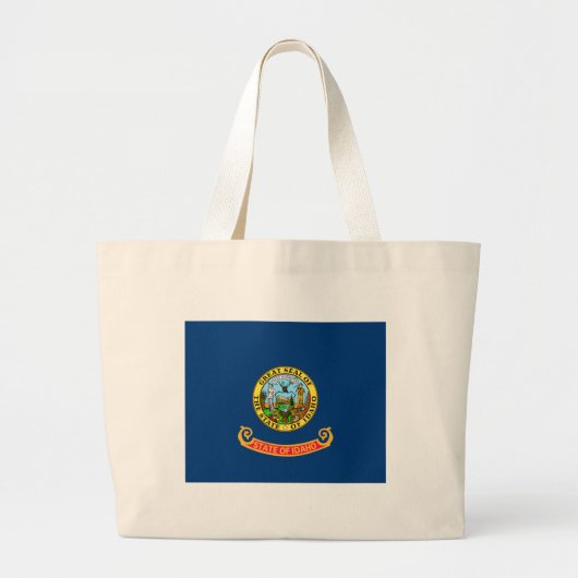 Idaho Vlag: de Edelsteen Staat, Amerika Mountain W Grote Tote Bag (Voorkant)