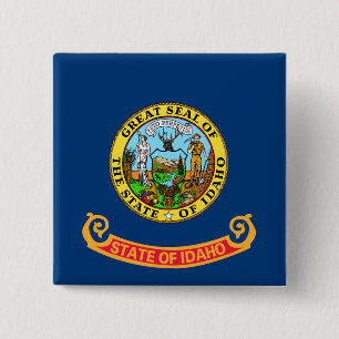 Idaho Vlag: de Edelsteen Staat, Amerika Mountain W Vierkante Button 5,1 Cm