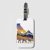 Idaho vorm met berg en wilde bloemen bagagelabel (Voorkant (verticaal))