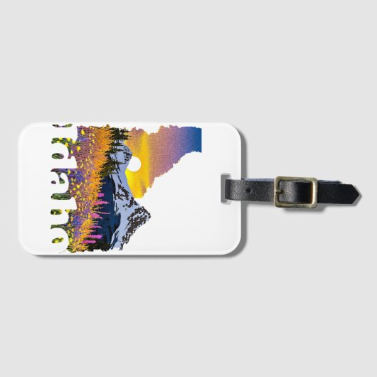 Idaho vorm met berg en wilde bloemen bagagelabel (Voorkant (horizontaal))