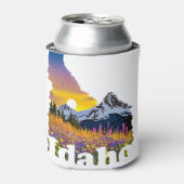 Idaho vorm met berg en wilde bloemen blikjeskoeler (Blikje Voorkant)