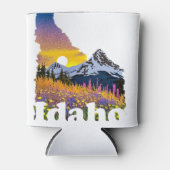 Idaho vorm met berg en wilde bloemen blikjeskoeler (Voorkant)