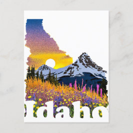 Idaho vorm met berg en wilde bloemen briefkaart