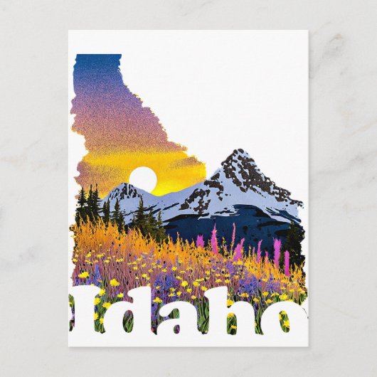 Idaho vorm met berg en wilde bloemen briefkaart (Voorkant)