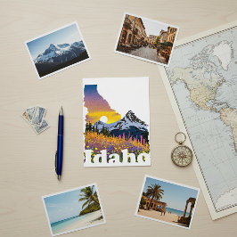 Idaho vorm met berg en wilde bloemen briefkaart