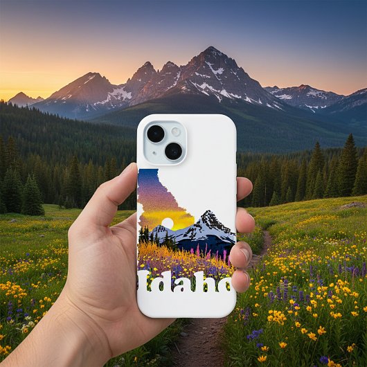Idaho vorm met berg en wilde bloemen Case-Mate iPhone case