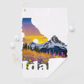 Idaho vorm met berg en wilde bloemen golfhanddoek (Insitu)