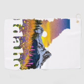 Idaho vorm met berg en wilde bloemen golfhanddoek (Horizontaal)