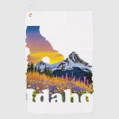 Idaho vorm met berg en wilde bloemen golfhanddoek (Voorkant)