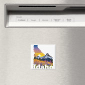 Idaho vorm met berg en wilde bloemen magneet (Insitu (Vaatwasser))