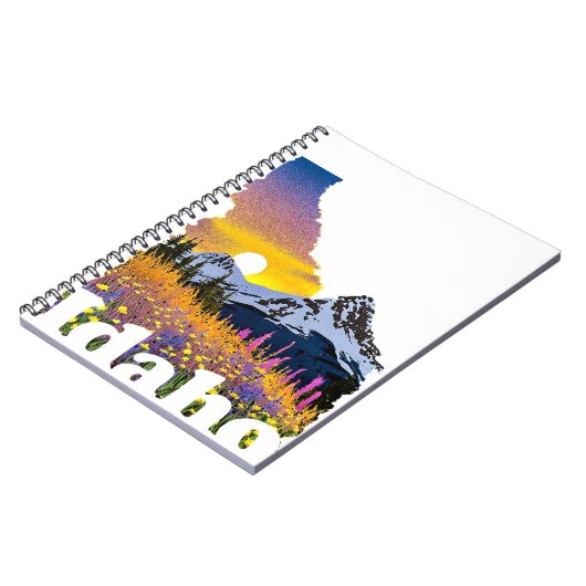 Idaho vorm met berg en wilde bloemen notitieboek (Linkerzijde)