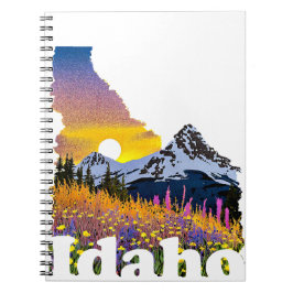 Idaho vorm met berg en wilde bloemen notitieboek