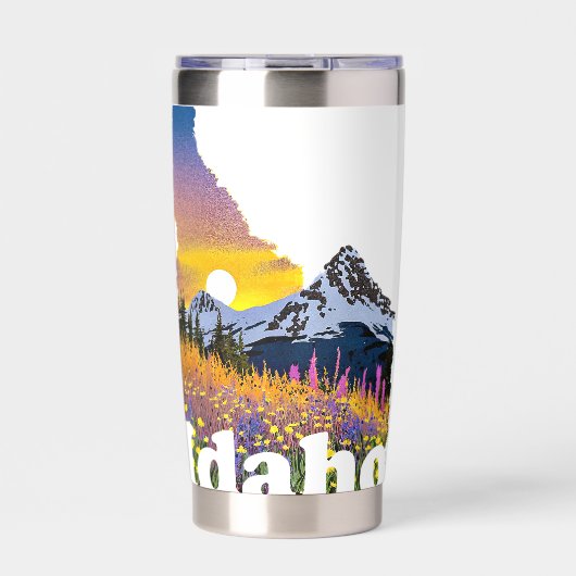 Idaho vorm met berg en wilde bloemen op maat geïsoleerde drinkbeker (Voorkant)