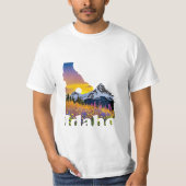 Idaho vorm met berg en wilde bloemen t-shirt (Voorkant)