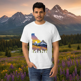Idaho vorm met berg en wilde bloemen t-shirt