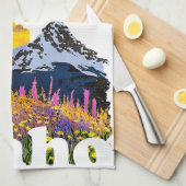 Idaho vorm met berg en wilde bloemen theedoek (Quarter Fold)