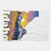 Idaho vorm met berg en wilde bloemen theedoek (Horizontaal)