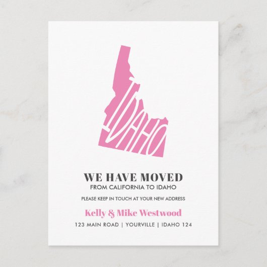 IDAHO We hebben het nieuwe adres Nieuw startpunt v Briefkaart (Voorkant)