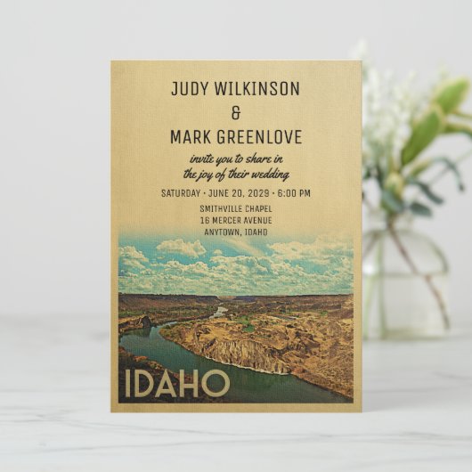 Idaho Wedding Invitation  midden in de eeuw Kaart (Staand voorkant)