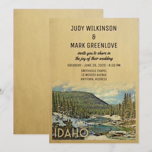 Idaho Wedding Invitation Natuur Kaart (Voorkant / Achterkant)