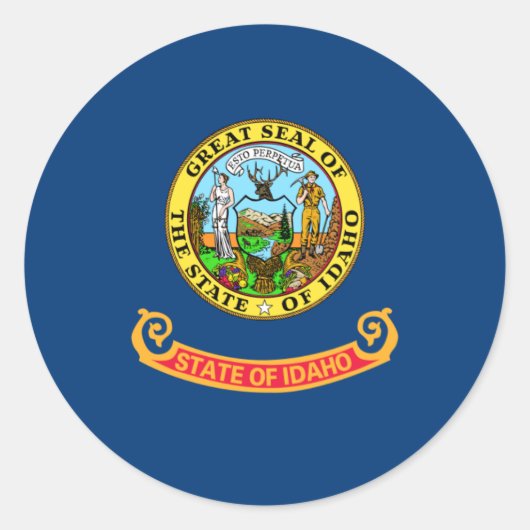 Idahoan Vlag, Vlag van Idaho Ronde Sticker (Voorkant)