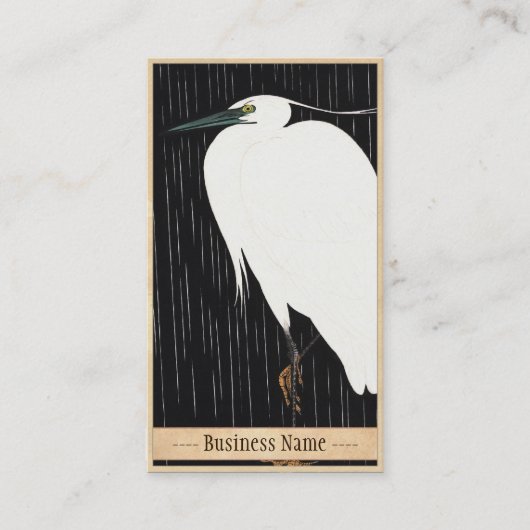 Ide Gakusui White Heron in Rain ukiyo-e japanese Visitekaartje (Voorkant)