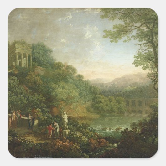 Ideaal landschap, 1776 vierkante sticker (Voorkant)