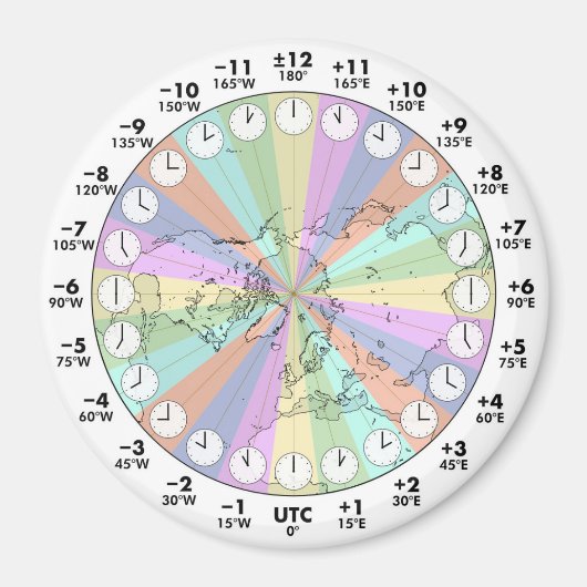 Ideal Time Zones Northern Hemisphere Magneet (Voorkant)