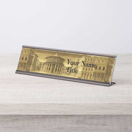 IDEALE CITY, renaissance Architecture / Gold Yello Bureau Naambordje (Voorkant)