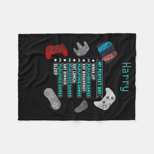 Ideale dag voor persoonlijk games, met controllers fleece deken (Voorkant (Horizontaal))