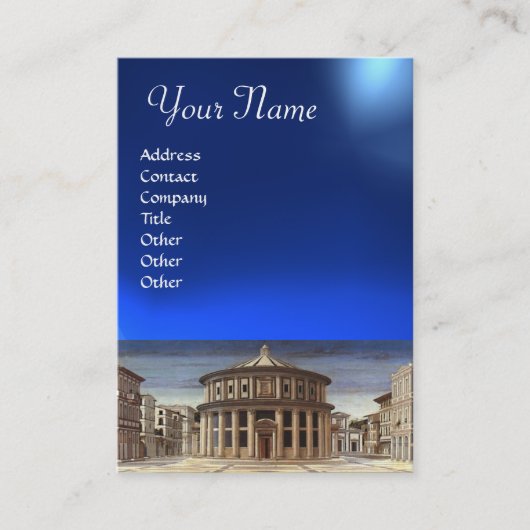 IDEALE STAD, helder blauw saffier Visitekaartje (Voorkant)
