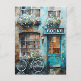 Ideale Waterverf boekhandel schilderij Briefkaart