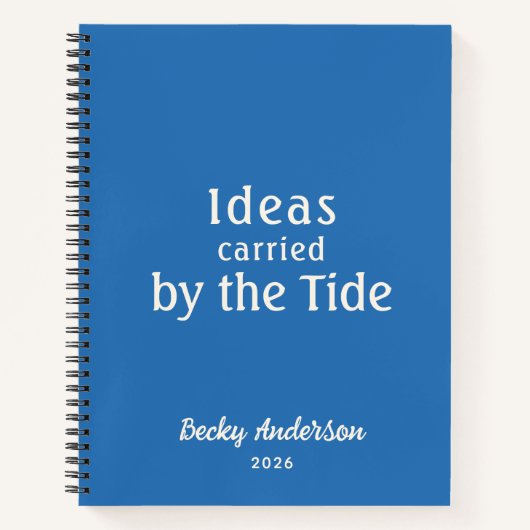 Ideas by the Tide, Beach Notes, Blue Custom Name Notitieboek (Voorkant)