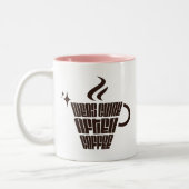 Ideas Come After Coffee – Trendy Vertical  Tweekleurige Koffiemok (Links)