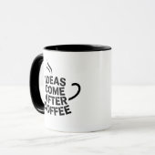 "Ideas Come After Coffee" Typographic Mug Mok (Voorkant links)