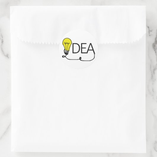 Idee Lightbulb, Gloeilamp Ronde Sticker (Tas)