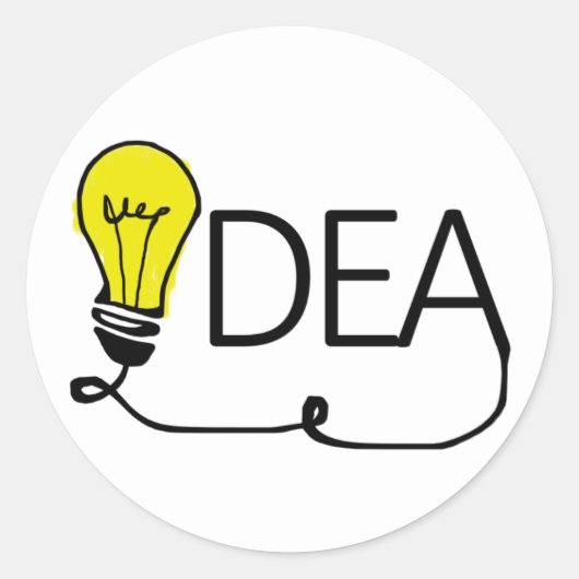 Idee Lightbulb, Gloeilamp Ronde Sticker (Voorkant)