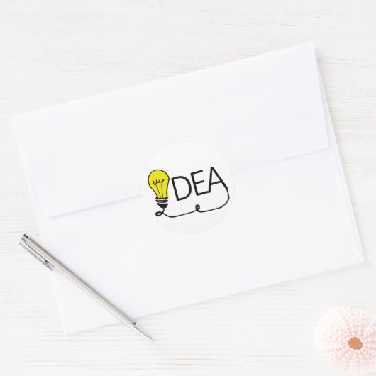 Idee Lightbulb, Gloeilamp Ronde Sticker (Envelop)