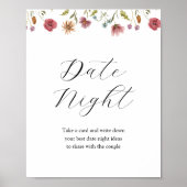 Idee voor datumavond met wilde bloemen bord  poster (Voorkant)