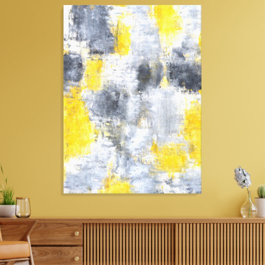 'Idee' Zwart-geel Abstract Art Canvas Print (Insitu (Woonkamer))