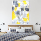 'Idee' Zwart-geel Abstract Art Canvas Print (Insitu (Slaapkamer))