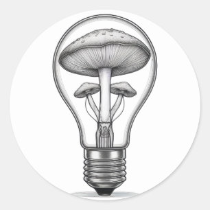 Ideeën als paddenstoel ronde sticker