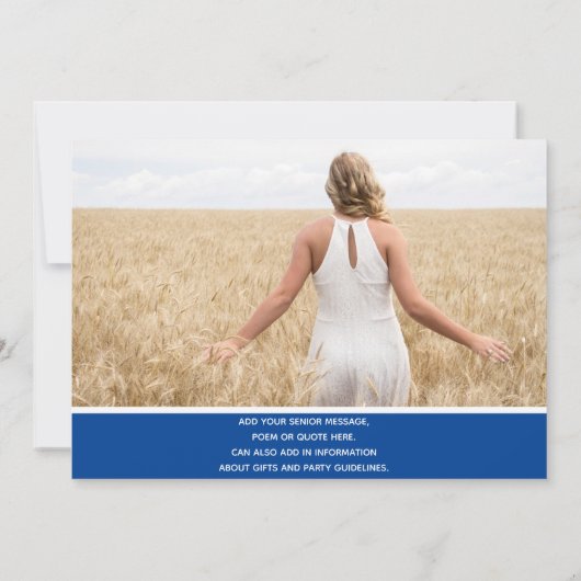 Ideeën blauw Afstuderen voor de middelbare schoolv Aankondiging (Achterkant)