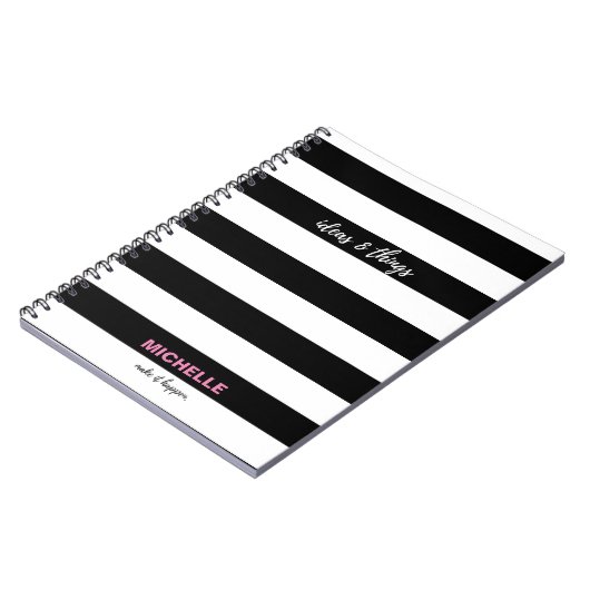 "ideeën en dingen" Zwart-witte strepen, naam Notitieboek (Linkerzijde)