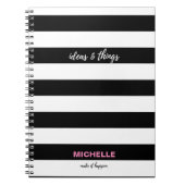 "ideeën en dingen" Zwart-witte strepen, naam Notitieboek (Voorkant)
