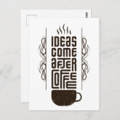 Ideeën komen na koffie, Trendy Typografie Letters Briefkaart (Voorkant / Achterkant)