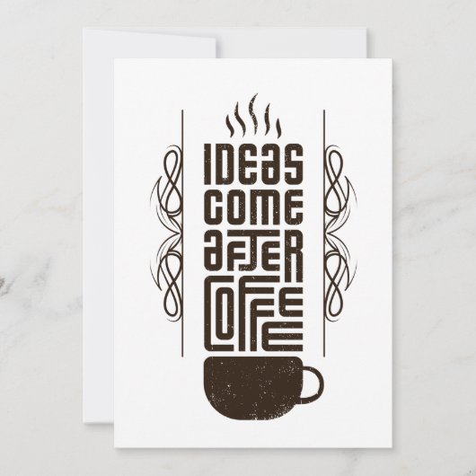 Ideeën komen na koffie, Trendy Typografie Letters Feestdagenkaart (Voorkant)