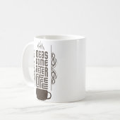 Ideeën komen na koffie, Trendy Typografie Letters Koffiemok (Voorkant links)