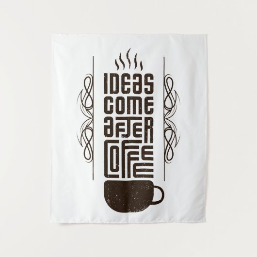 Ideeën komen na koffie, Trendy Typografie Letters Wandkleed (Voorkant)