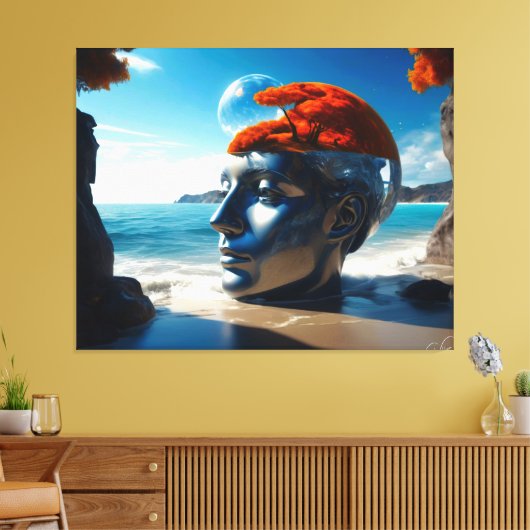Ideeën ontketend: Surreal Beach Stretched Canvas (Insitu (Woonkamer))